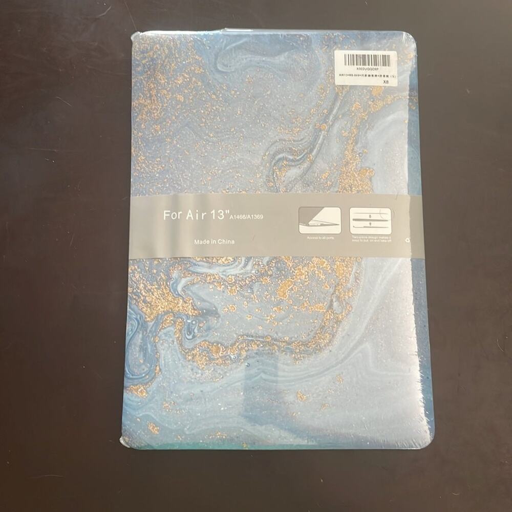 MacBook Air 13” blue/gold water design hardshell case 2010-2017